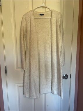 The Limited Cream Open-Front Fluffy Knit Cardigan